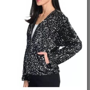 Women’s Mod X V-Neck Black‎ Sequined Jacket
